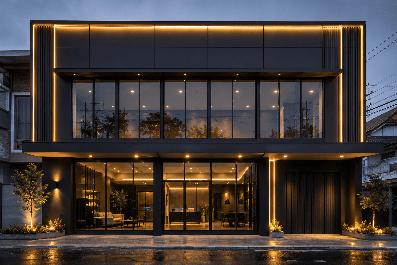 aluminium composite panel exterior bangunan komersial