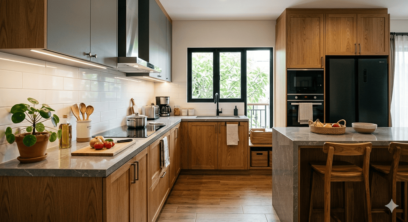 Jasa interior ruang dapur klasik elegan Radja Inovasi Indonesia