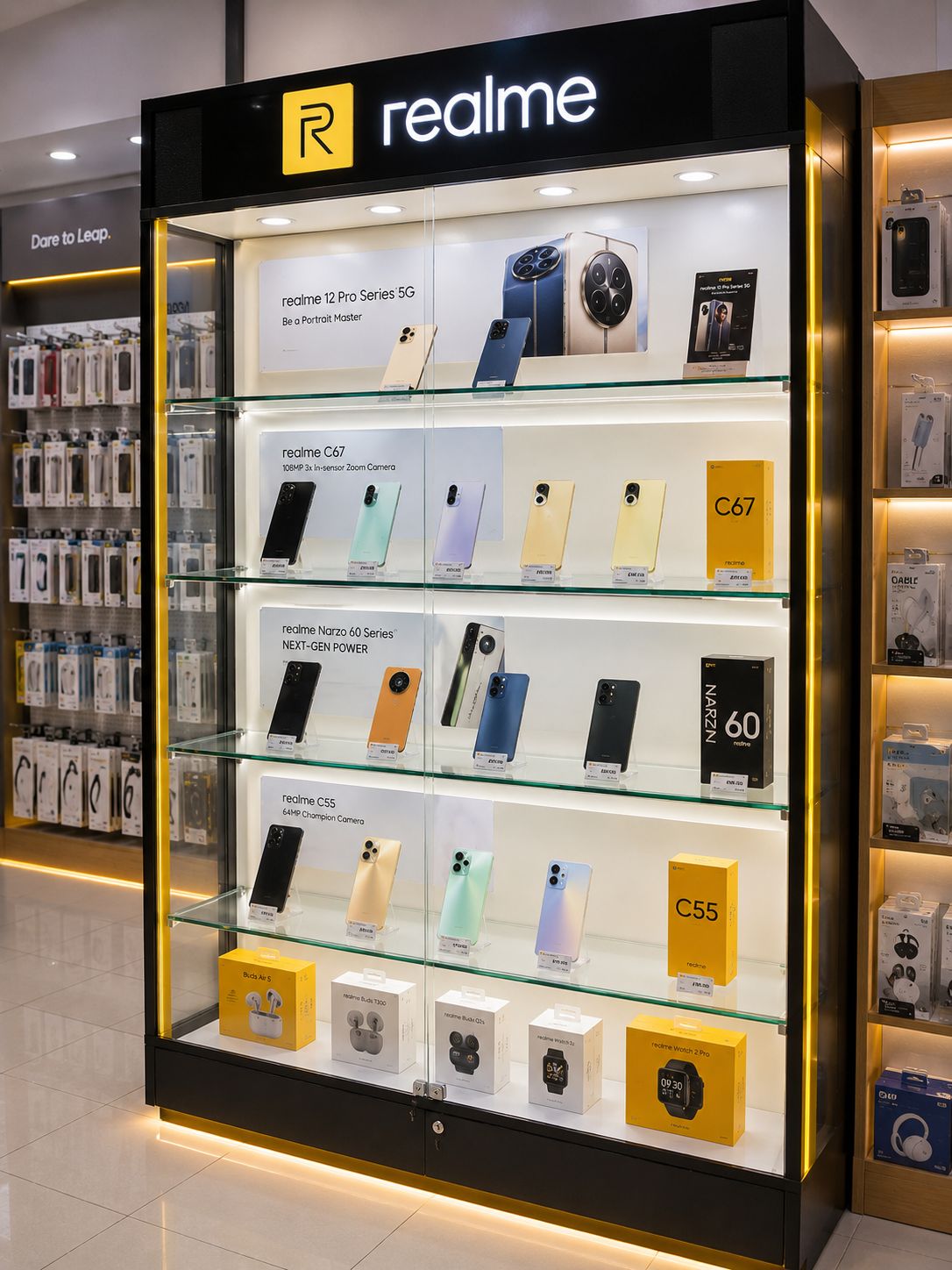 Rak display HP untuk toko handphone modern